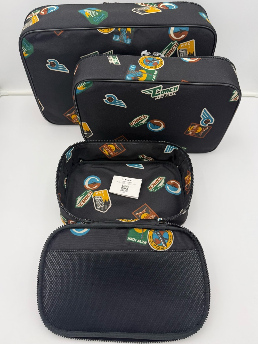 COACH NY • Unisex NWT Set of 3 Packing Cubes w/ Travel Patches in Black • 1287 - Picture 5 of 11